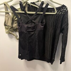 Lululemon Athletica Black Tank and bra (NW) Fabletics long sleeve (NW)